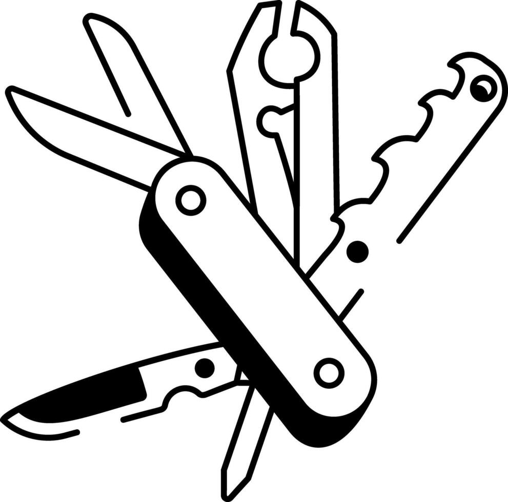 A hand drawn icon of swiss knife vector