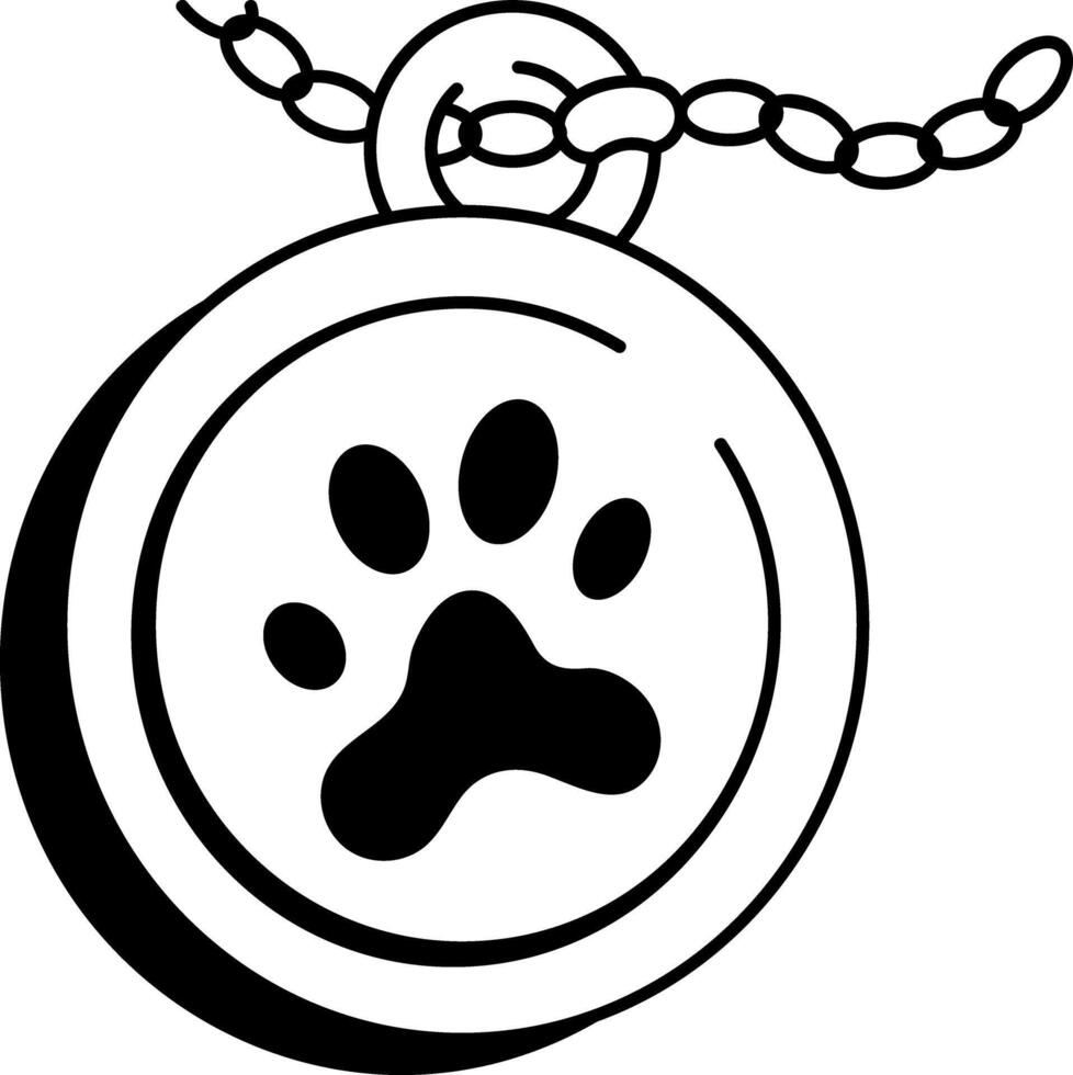 A hand drawn style icon of paw locket vector