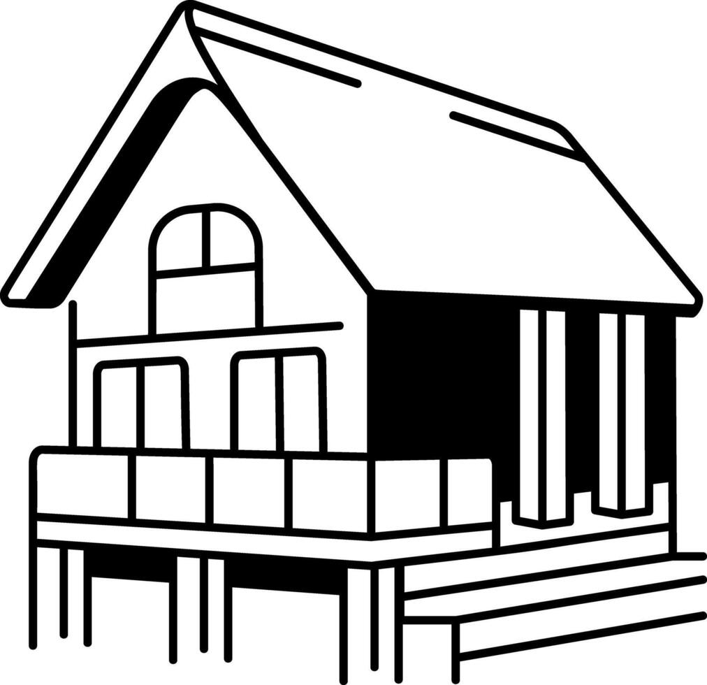A hand drawn style icon of safari lodge vector