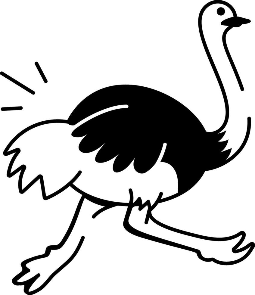 A hand drawn style icon of ostrich running vector