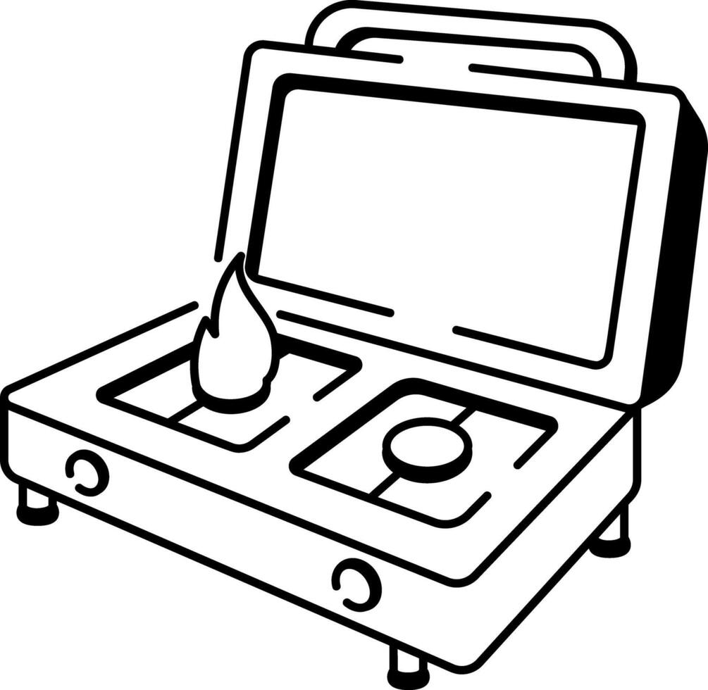 A hand drawn icon of portable cooking stove vector
