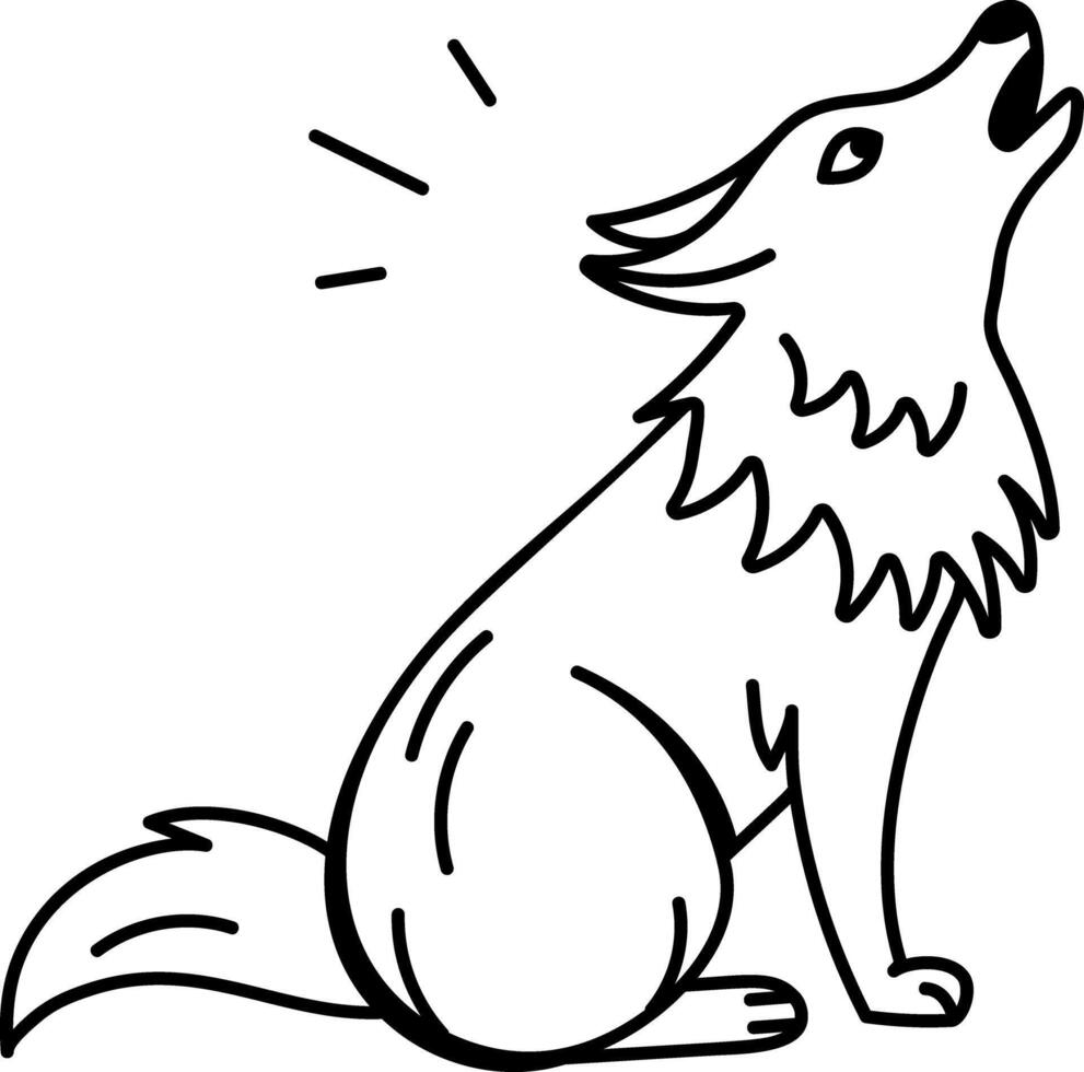 A hand drawn style icon of jackal howling vector