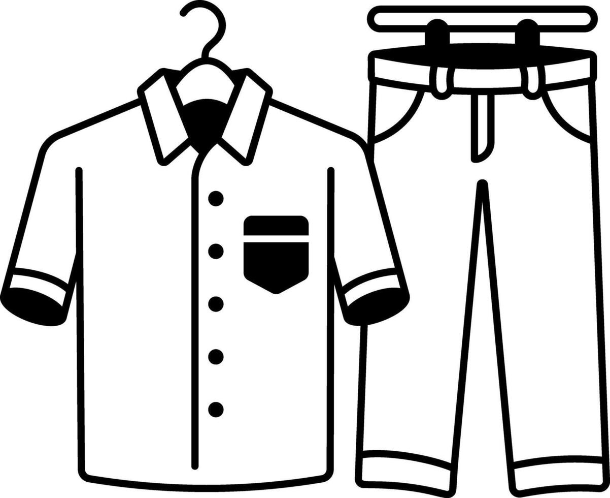 A doodle icon depicting safari uniform shirt and trousers vector
