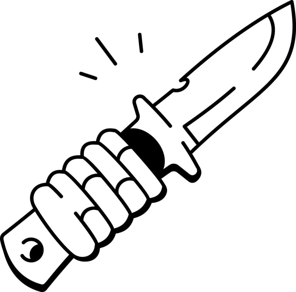 A doodle style icon depicting survival knife vector