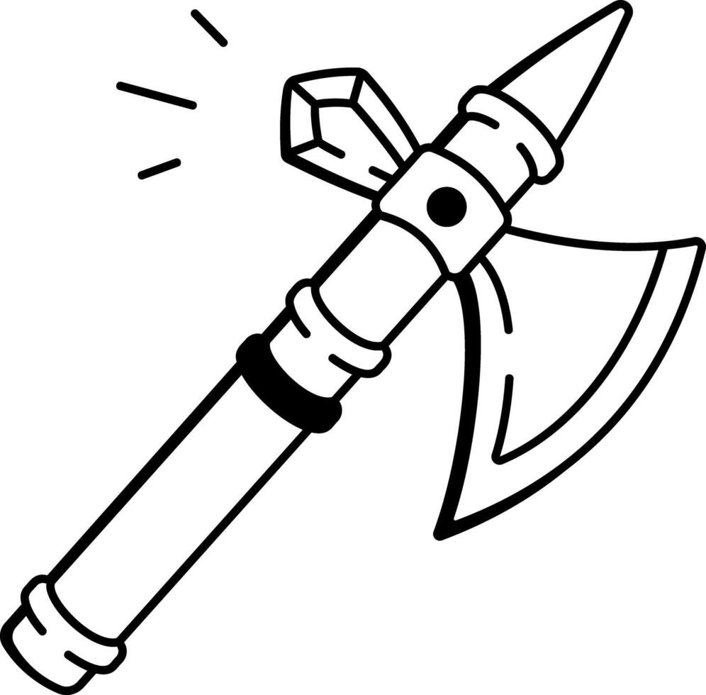 A hand drawn icon depicting a traditional hunting axe vector