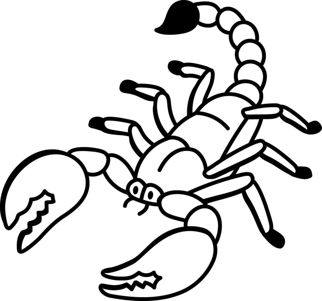 A hand drawn style icon of scorpion vector