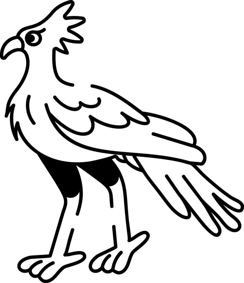 A hand drawn icon of a secretary bird vector