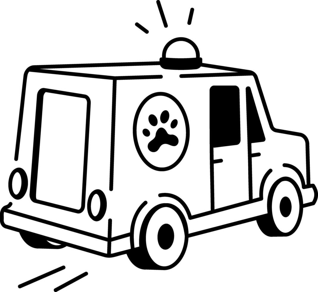 A doodle style icon of safari rescue vehicle vector