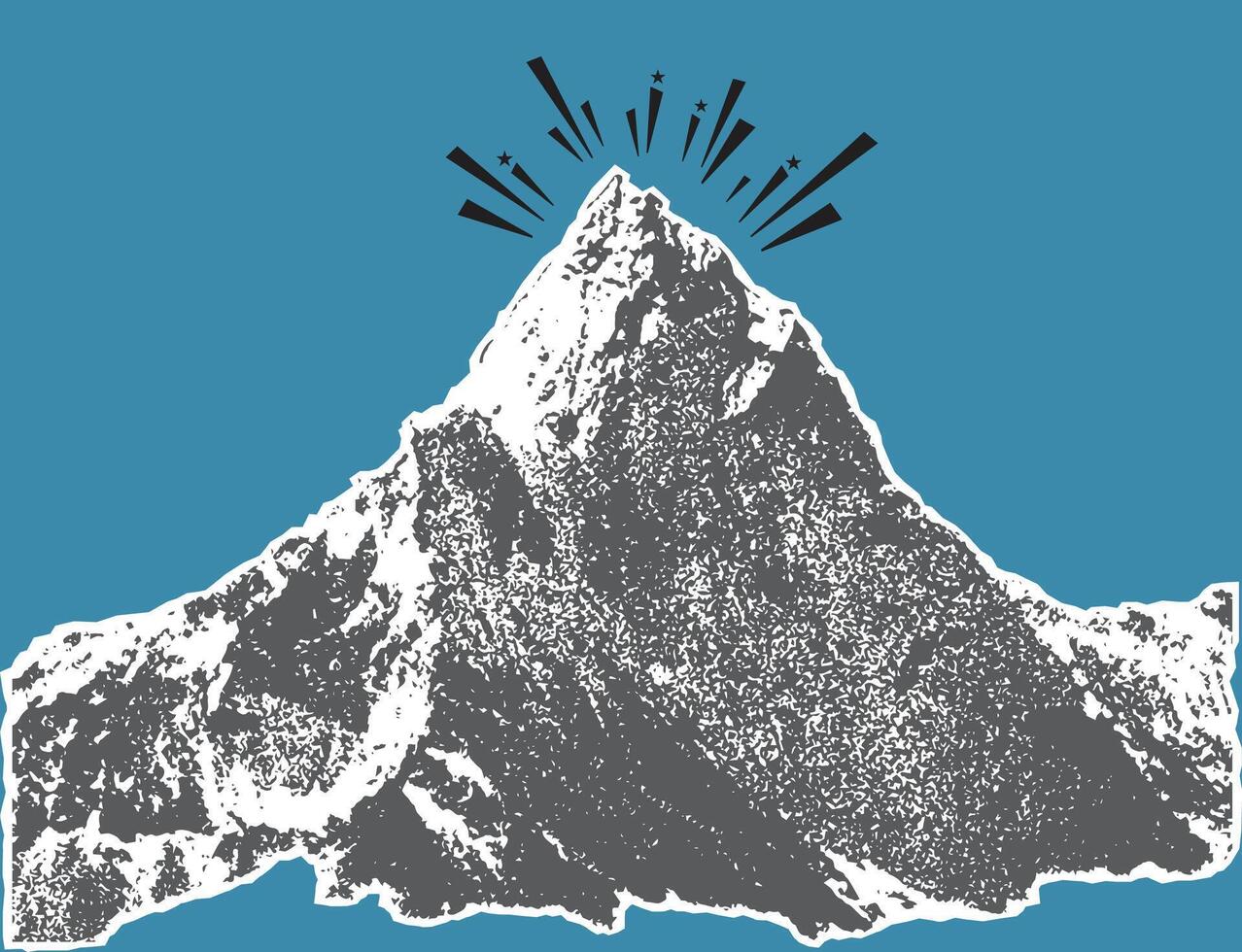 Halftone stipple effect on a mountain, for grunge punk y2k collage, Grunge Punk Mountain Silhouette with Halftone Stipple Effect vector