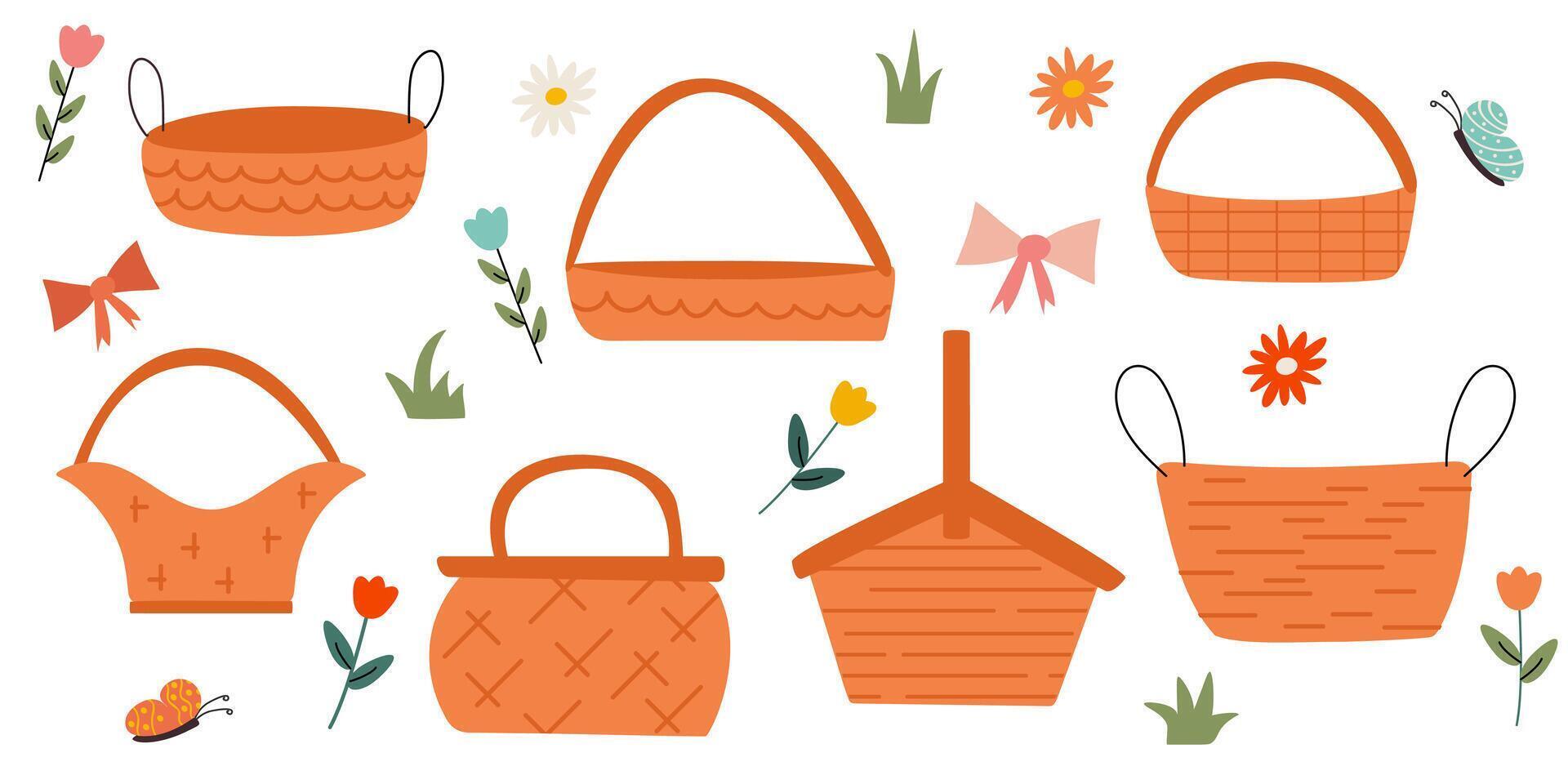 set of baskets vector