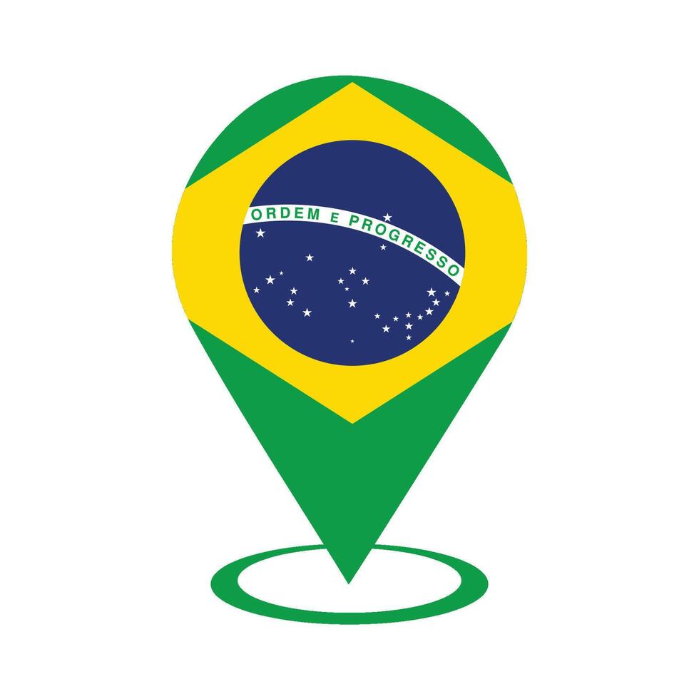 Brazil location Icon, South America location marker, Brasilia flag icon. vector