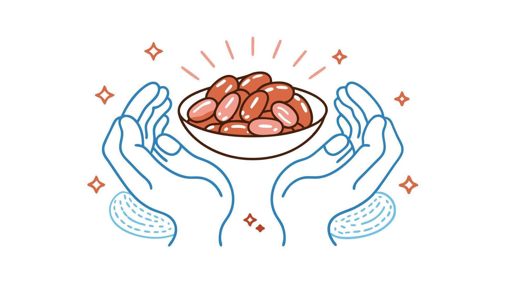 Caring Hands Hold Bowl of Red Kidney Beans Healthy Food vector