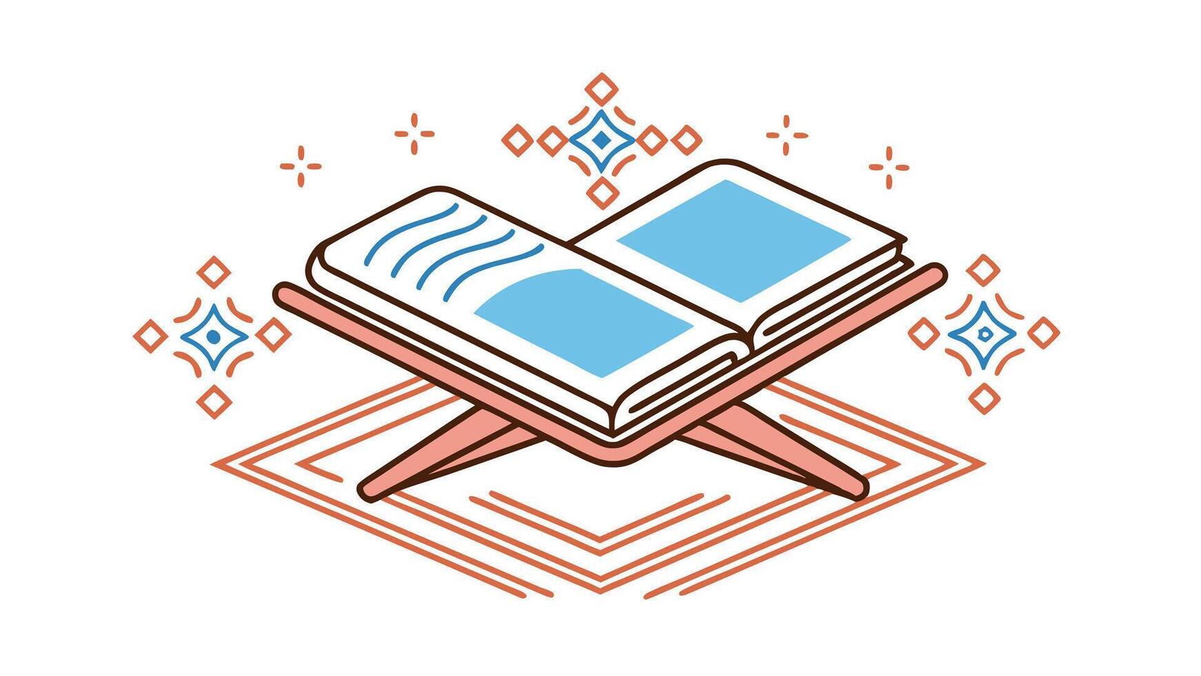 Islamic Holy Quran Book Stand, Religious Text, Muslim Culture, Spiritual Reading, Divine Knowledge, vector