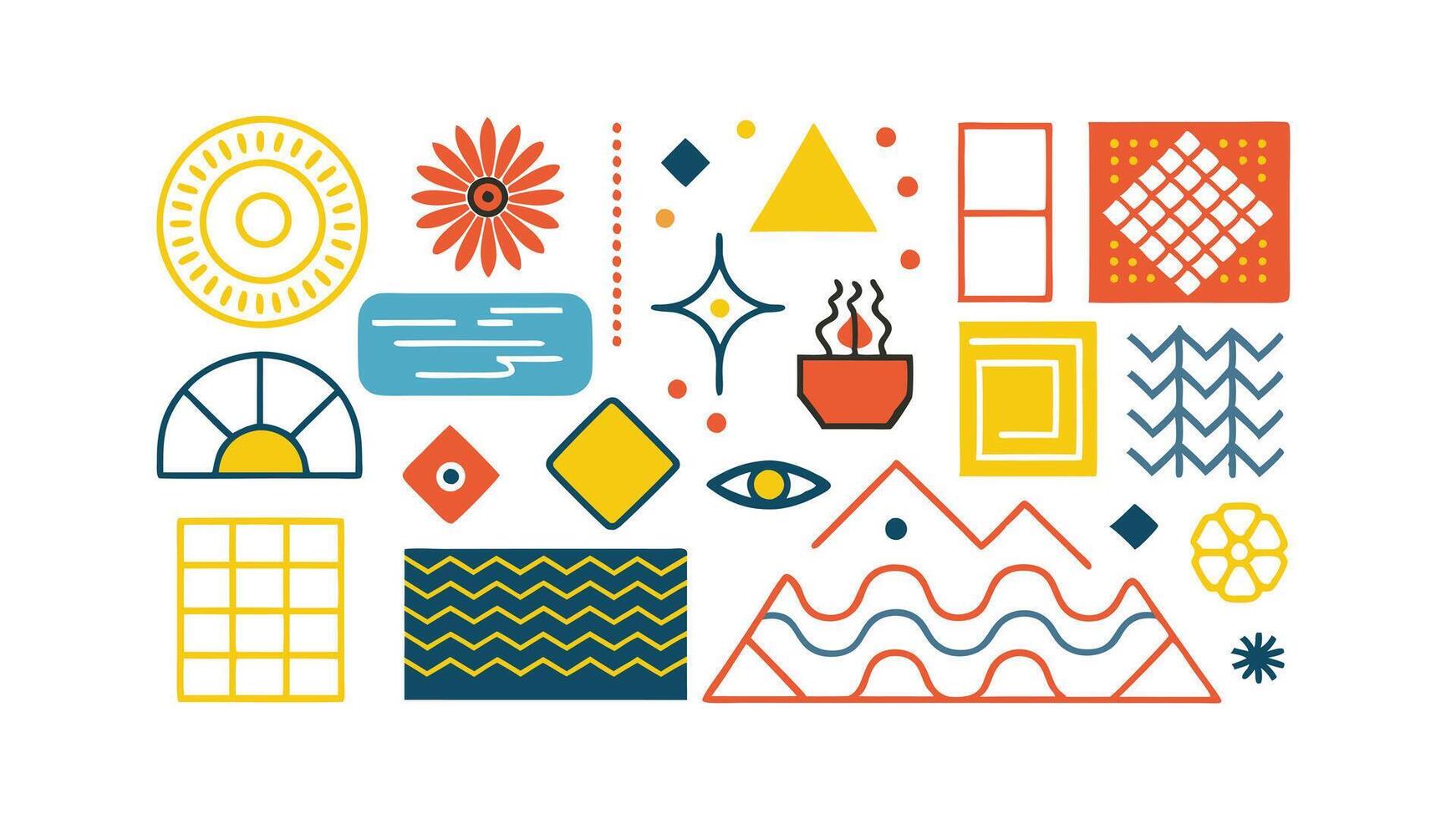 Abstract Geometric Shapes, Floral Elements, and Modern Design vector