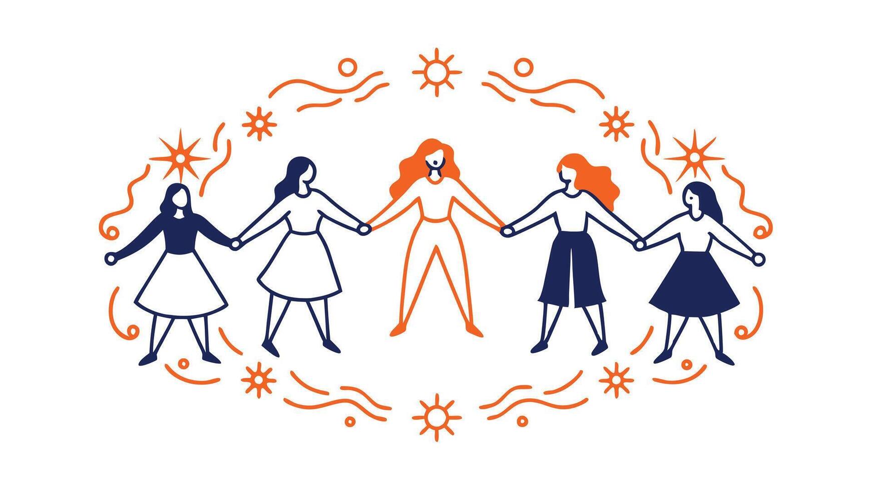 Empowered Women Holding Hands, Unity, Sisterhood, Friendship, Support vector