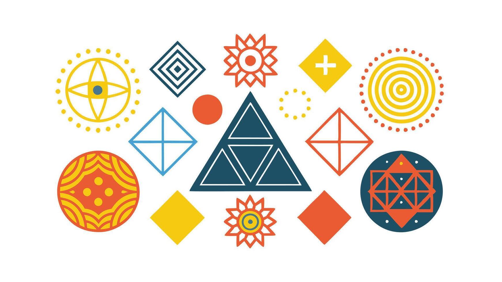 Abstract Geometric Shapes Colorful Mandala Designs, Ethnic Art vector