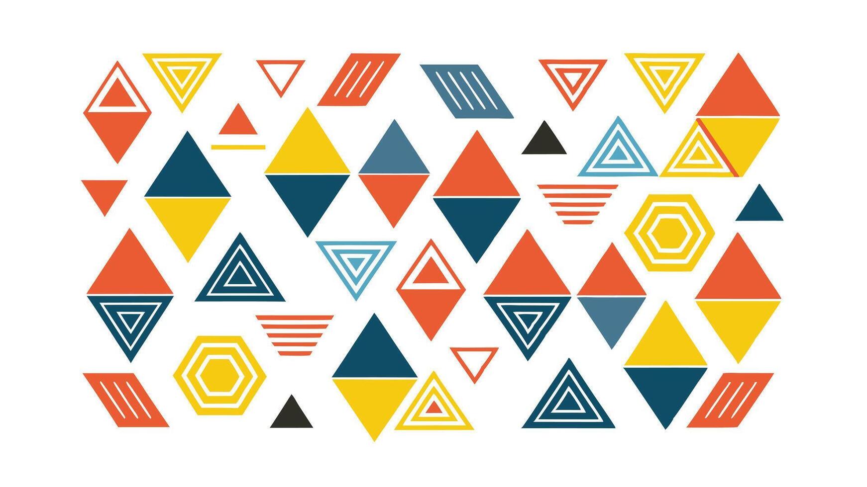 Abstract Geometric Shapes Triangles, Diamonds, Hexagons, Modern Art vector