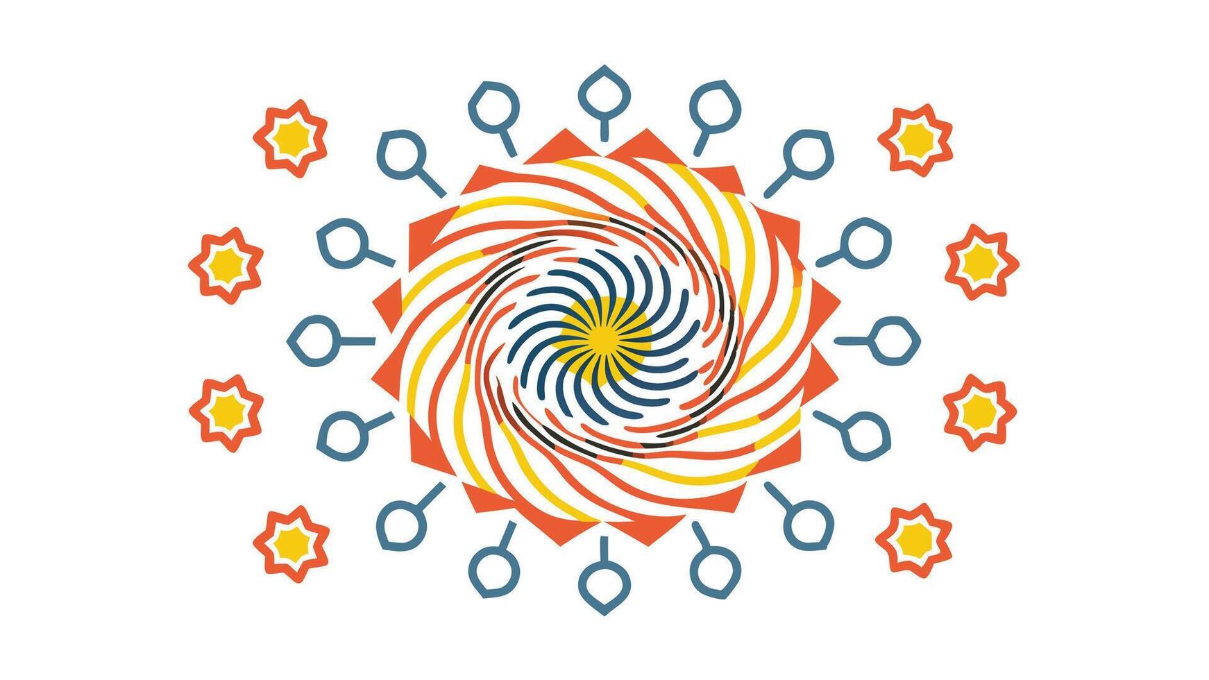 Abstract Swirling Mandala Design with Stars and Circular Elements vector