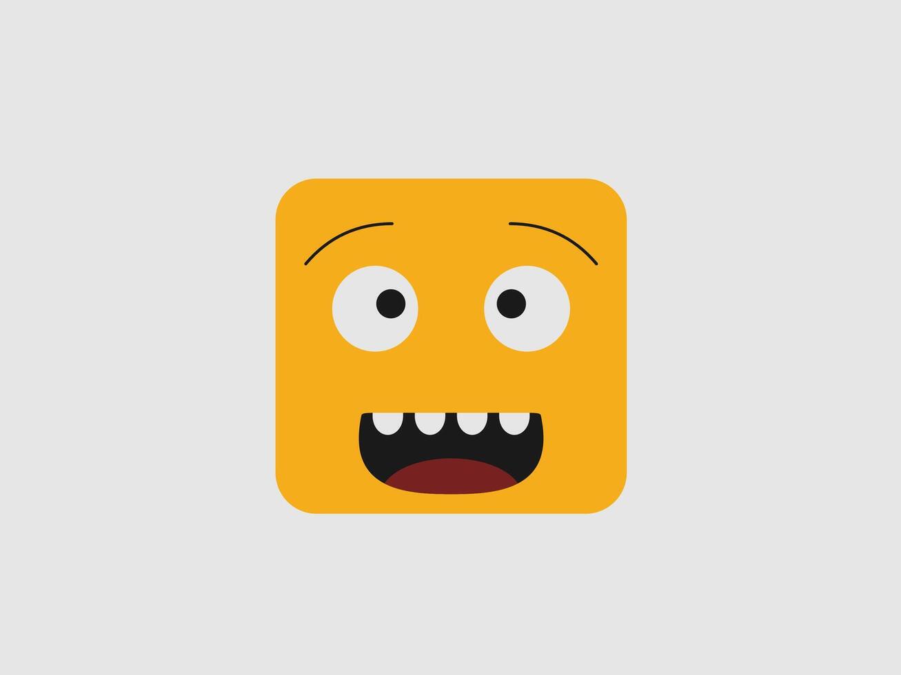 A simple flat illustration of a cartoon face with a yellow square head vector