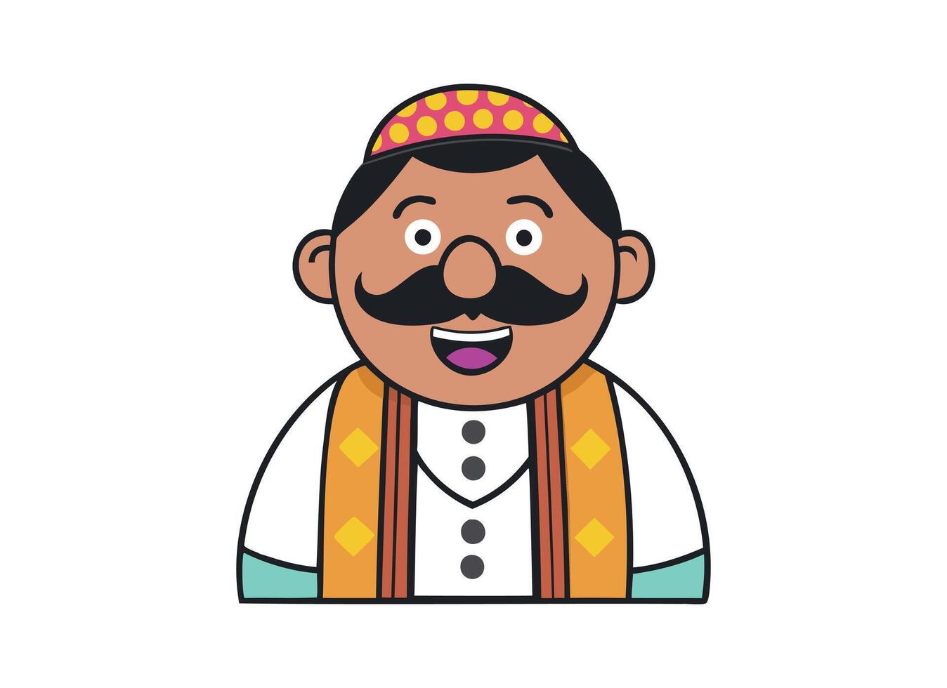 Colorful Cartoon Character in Traditional Attire Illustration vector