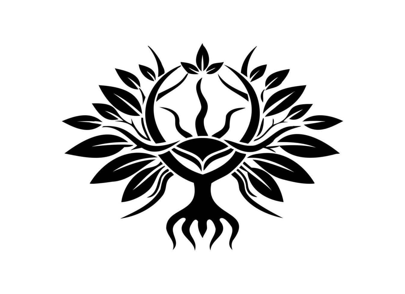 Elegant Tree of Life Tribal Tattoo Design - Nature Art vector