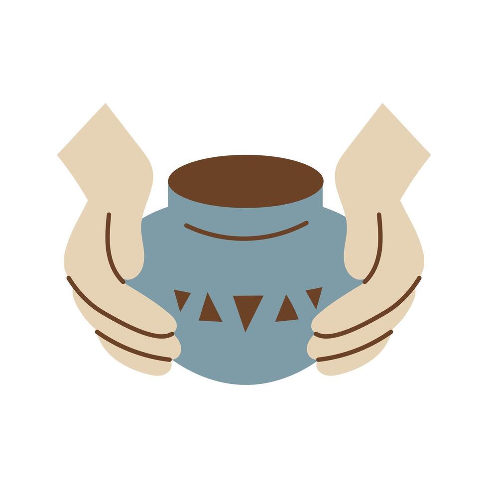 Hands Holding Earthenware Pot vector
