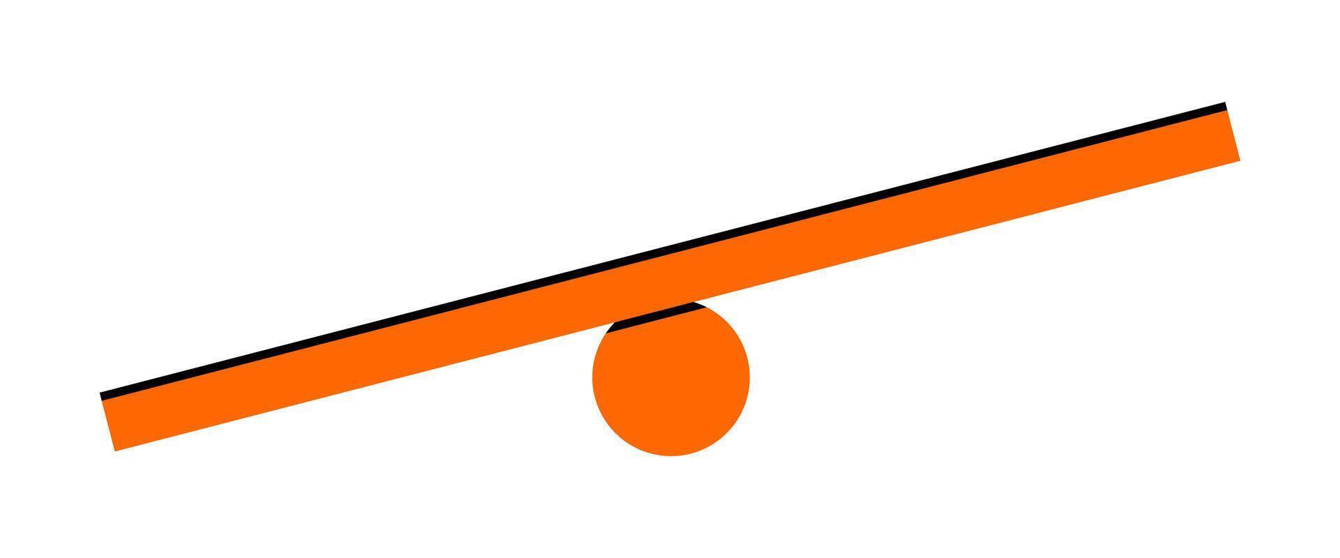 Hand drawn cute cartoon illustration of unbalance scales. Flat mass measurement device with tipped side doodle. Inequality in weight icon, print. Seesaw or teeterboard concept. Isolated. vector