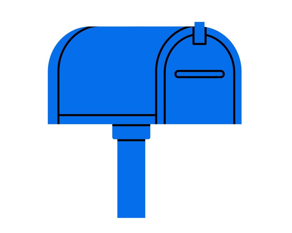 Hand drawn cute illustration of closed street mailbox. Flat letter box doodle. Communication or correspondence receive icon. Paper message postbox. Delivery service sticker. Isolated. vector