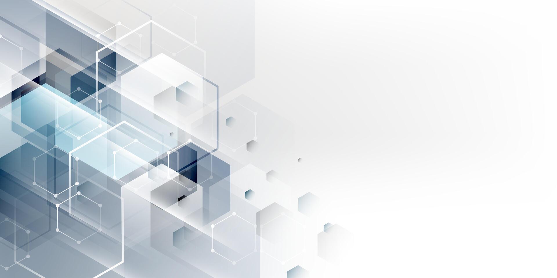Abstract technology background with white and blue cubes vector