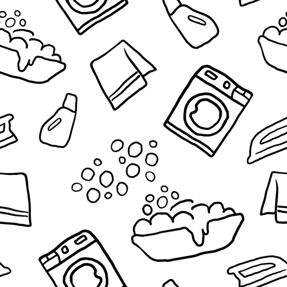 Seamless pattern with laundry in hand drawn style vector
