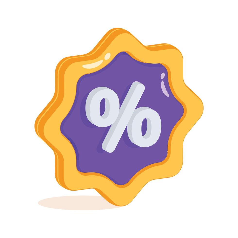 Easy to edit 3d style icon of discount tag vector