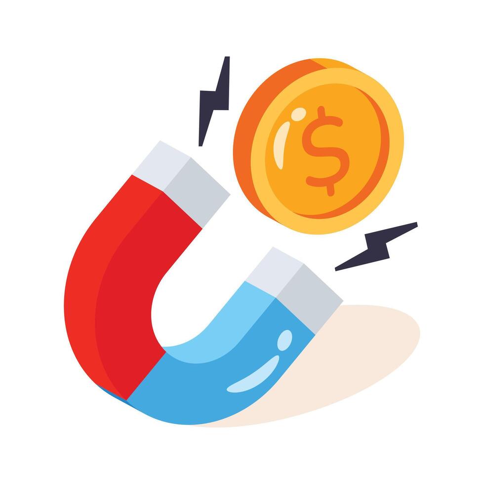 Get a glimpse of 3d style icon of money attraction concept vector