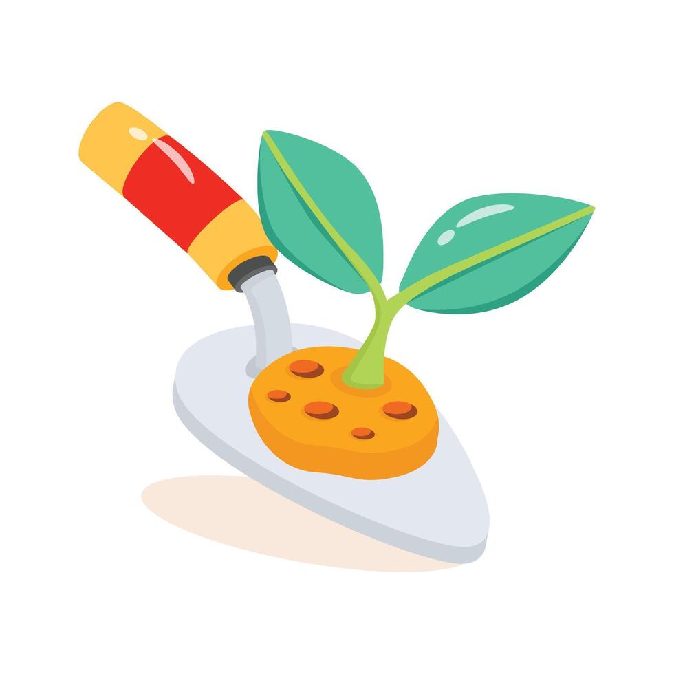 Check out 3d style icon of farming trowel vector