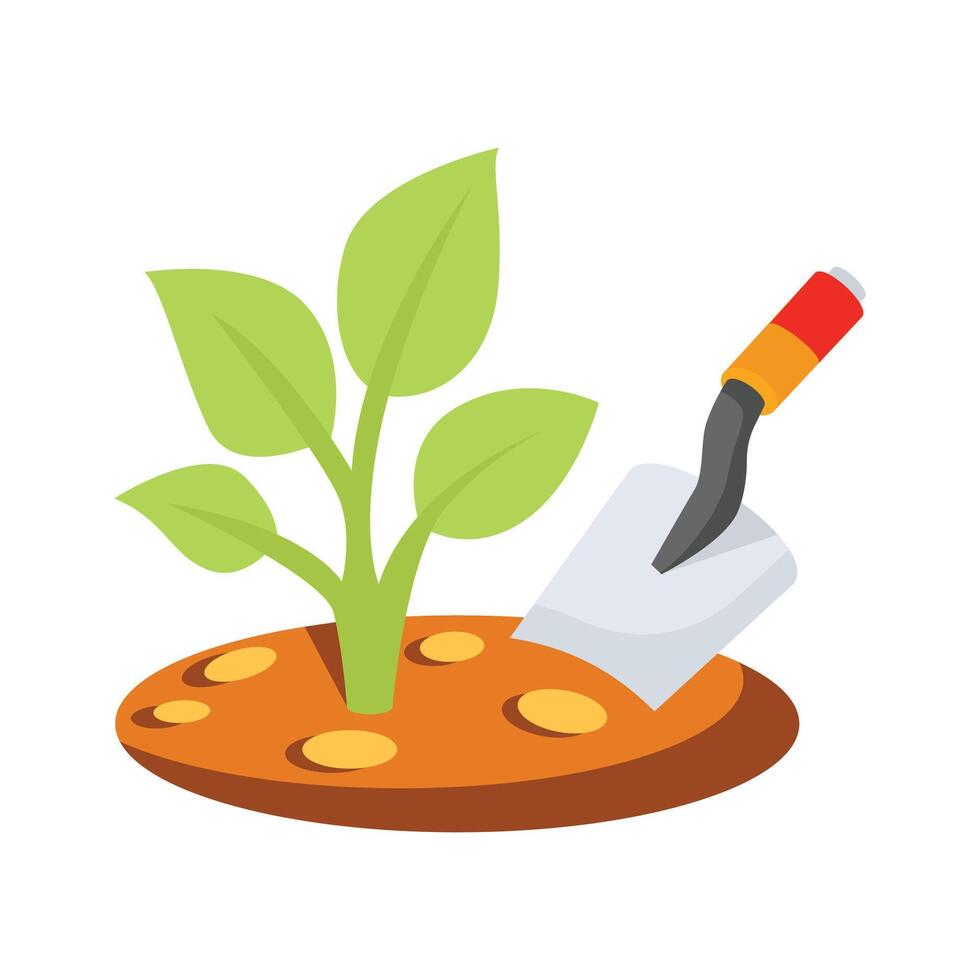 An editable 3d style icon of gardening vector