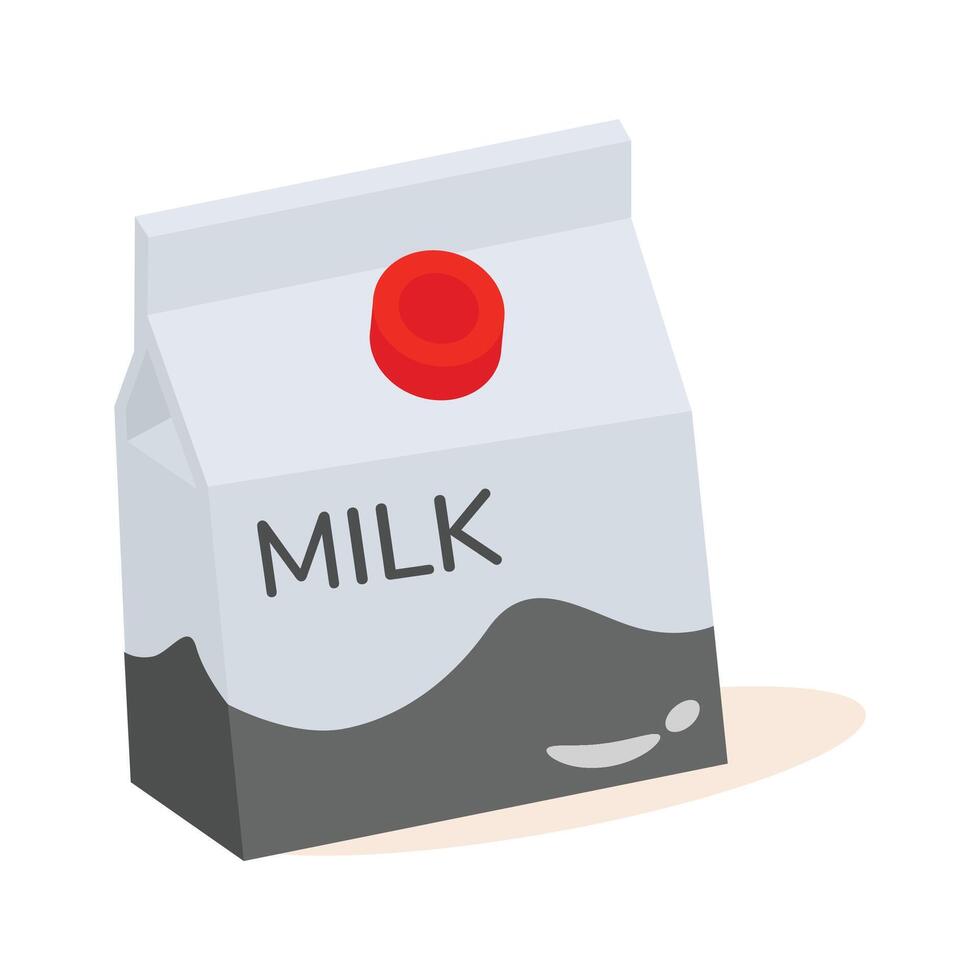 A simple, cartoon-style illustration of a milk carton. vector