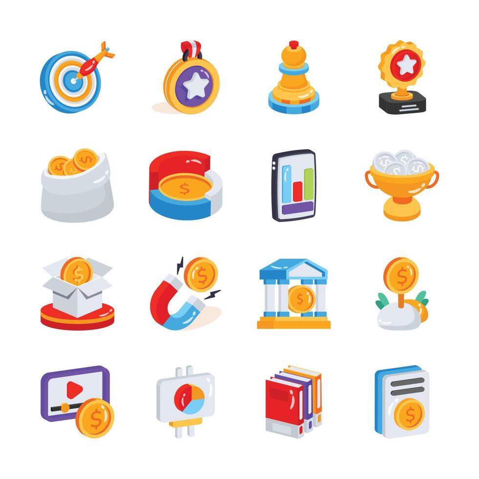 Grab this amazing 3d collection of business and finance planning concepts vector