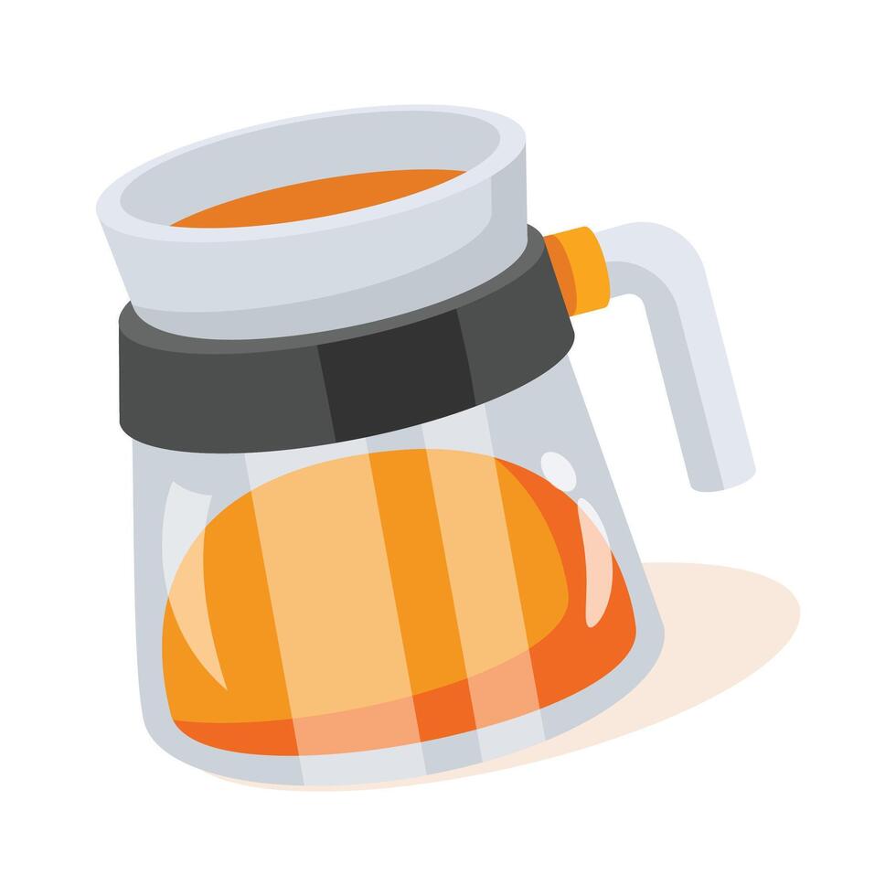 A cheerful, cartoon style illustration of a glass tea or coffee pot. vector