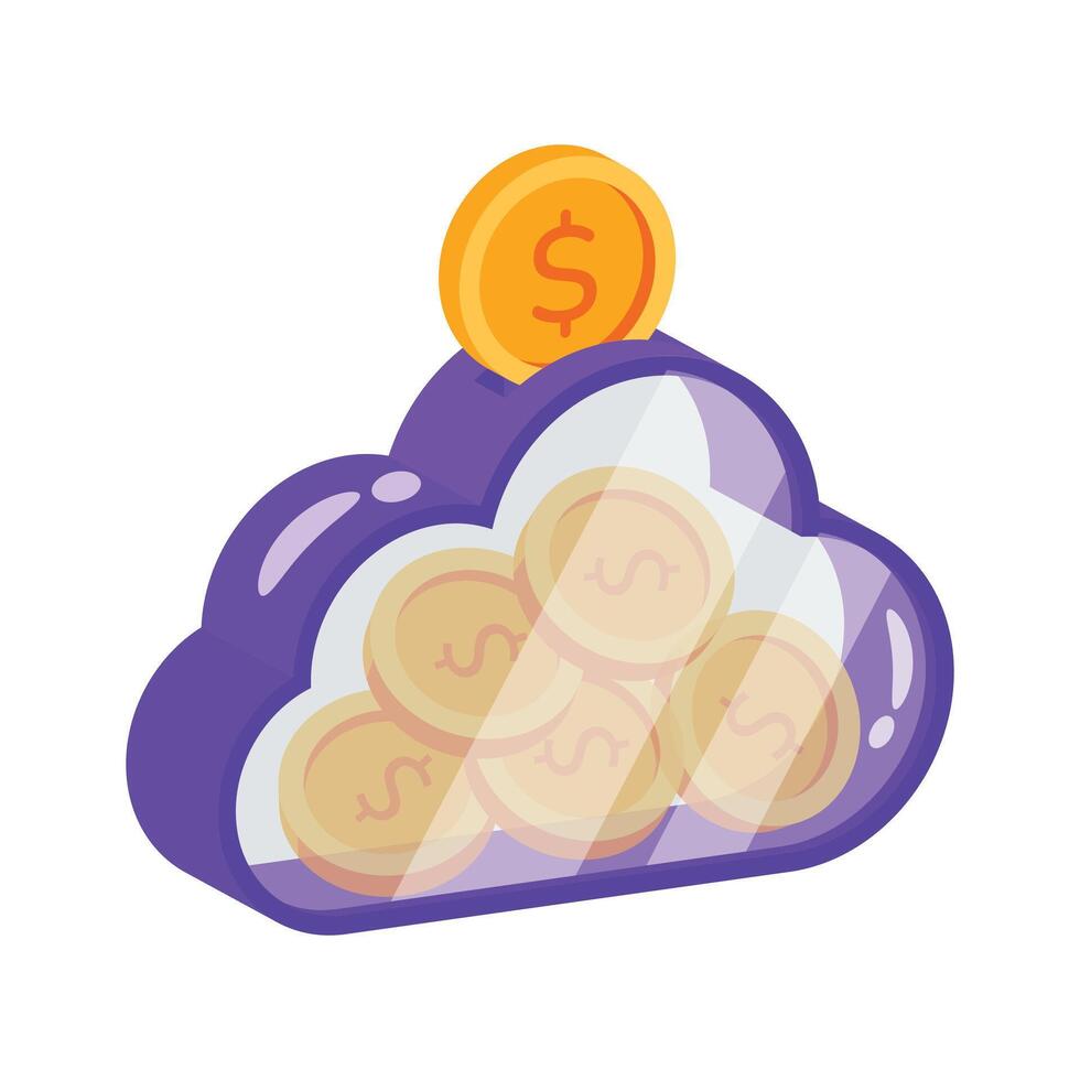 Ready to use 3d style icon of cloud earning concept vector