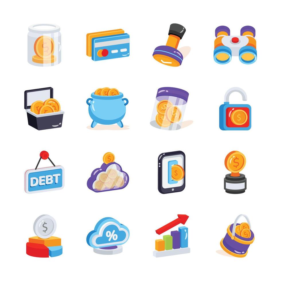 Check out creatively designed 3d icon of business and money vector
