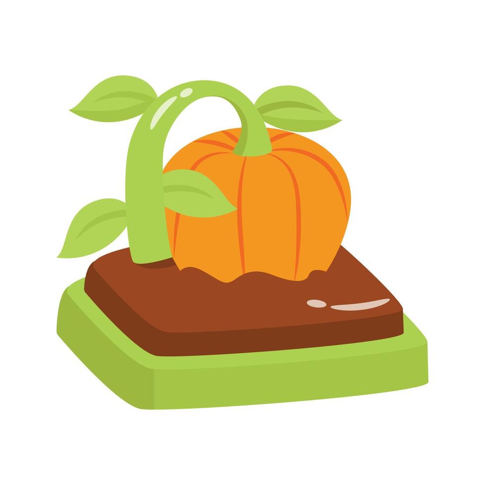 Here is a handy 3d icon of growing pumpkin vector