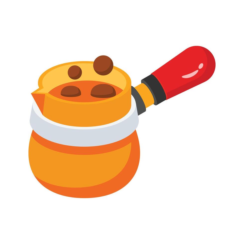 A traditional Turkish coffee pot with coffee beans inside vector