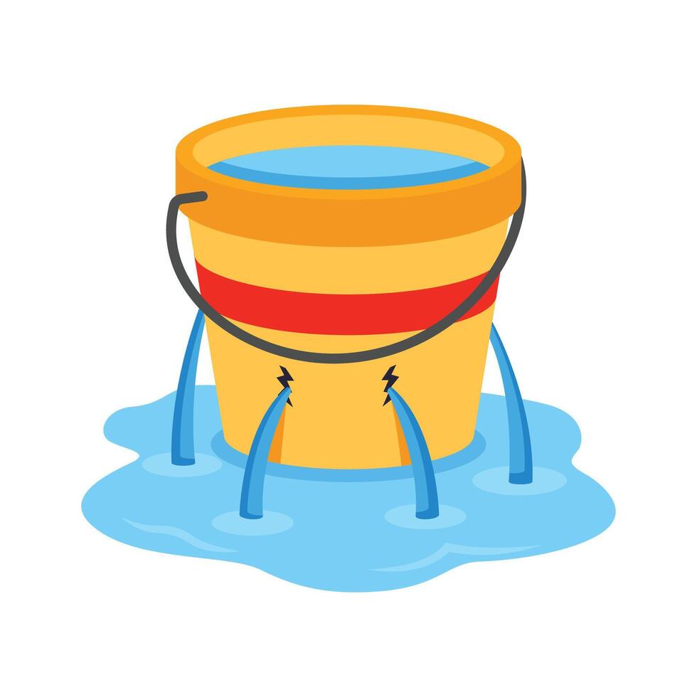 A customizable 3d style icon of leaking bucket vector