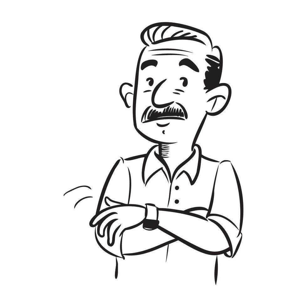 A man with a mustache and a watch on his wrist vector