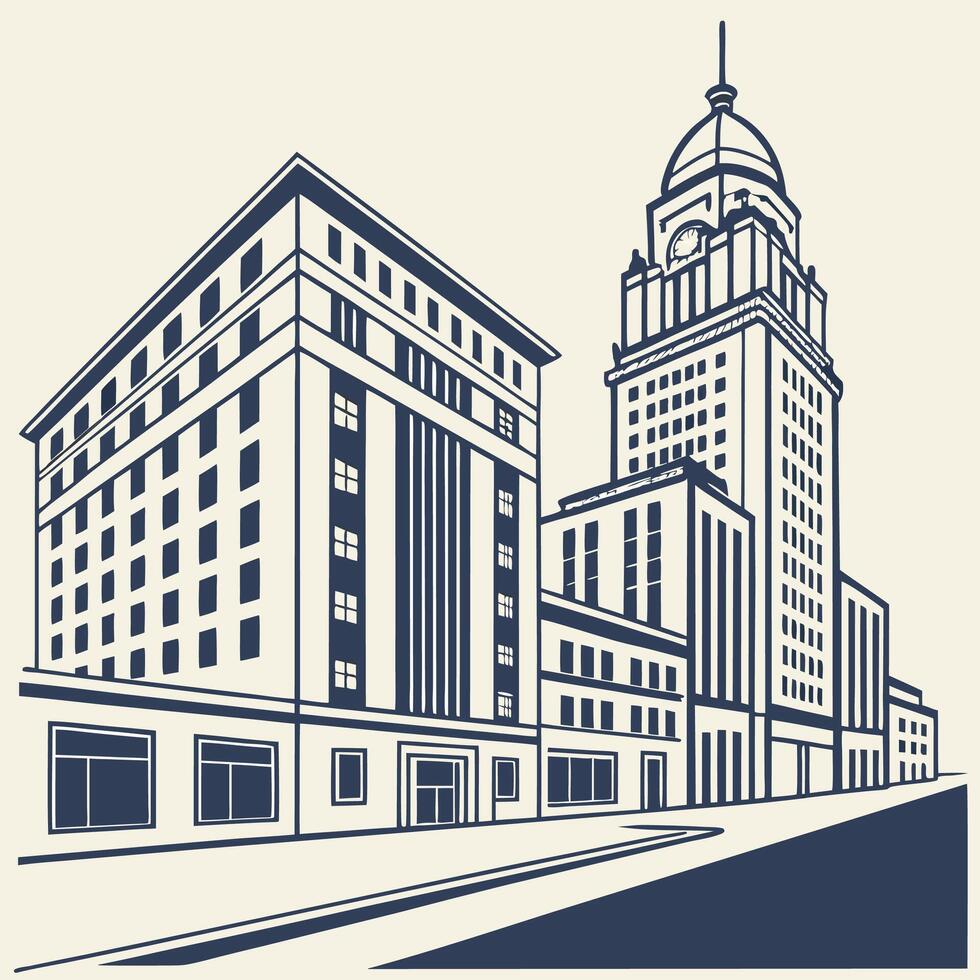 a minimalist cityscape design using geometric shape vector