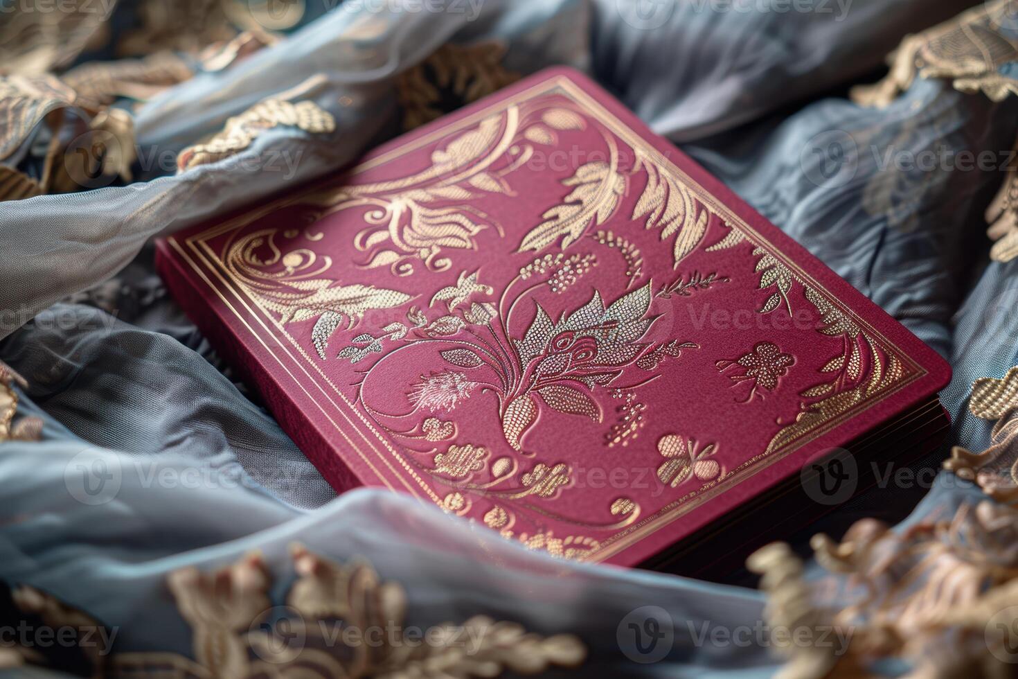 Elegant Luxury Invitation Card on Textured Fabric for Weddings and Special Events photo