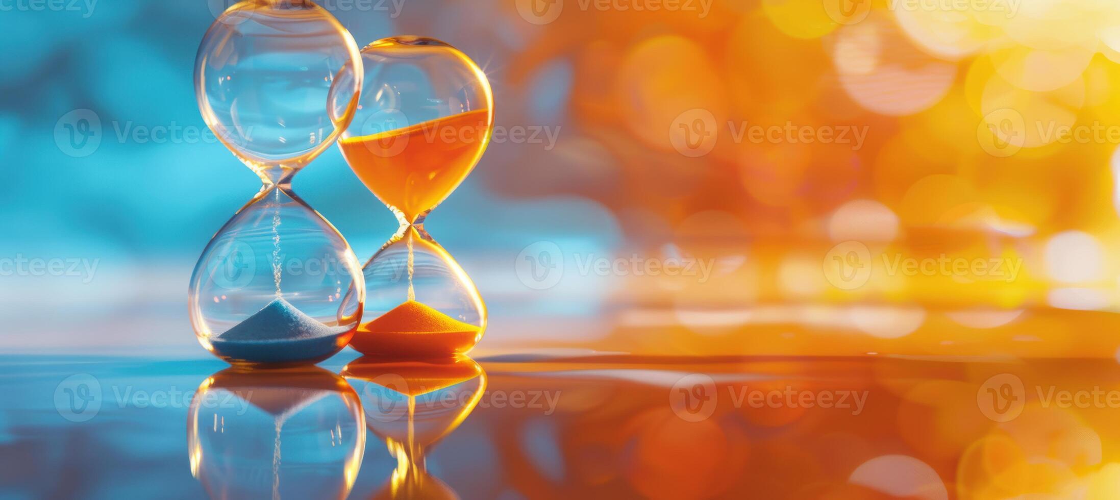 Cataracts Progression and Treatment Symbolized by Hourglass with Blurred and Clear Vision photo