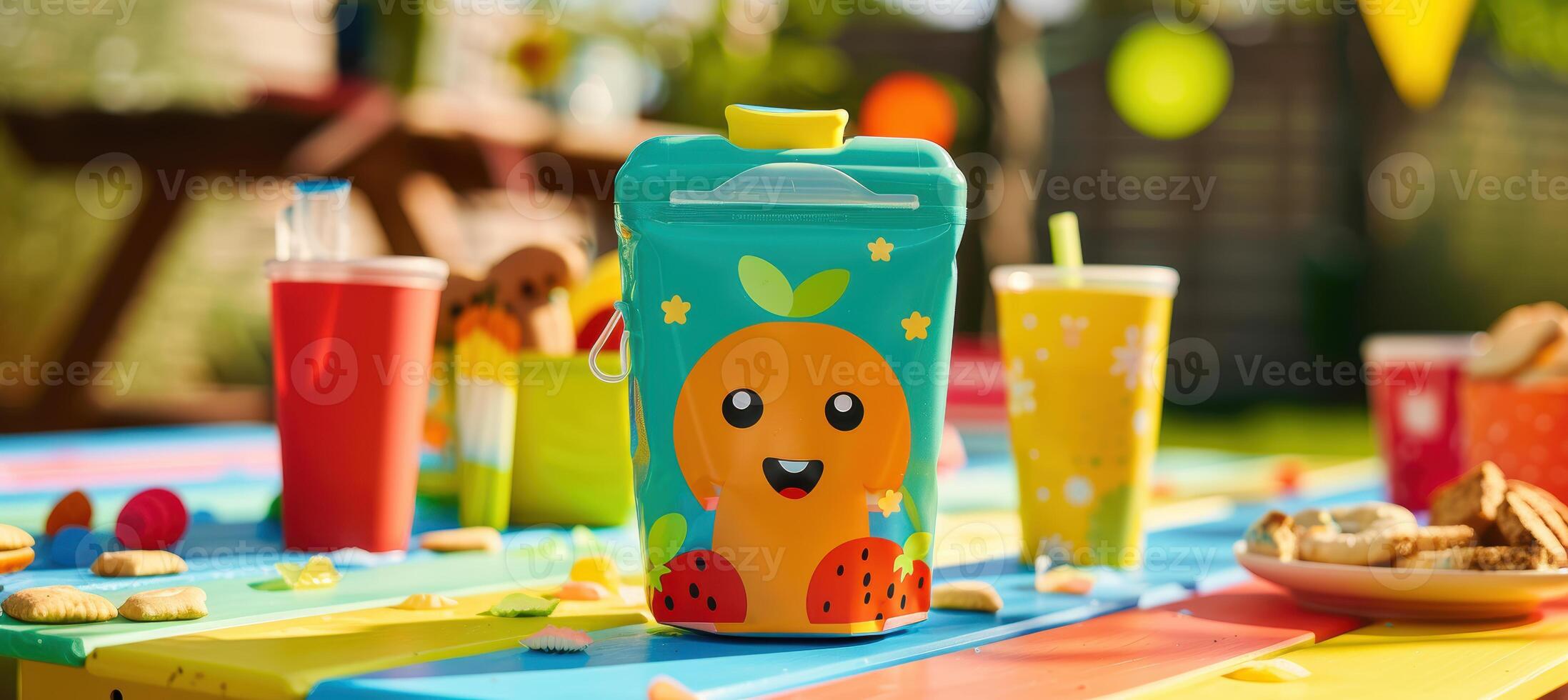 Playful Kids' Juice Pouch Design for Summer Picnics and Outdoor Fun photo