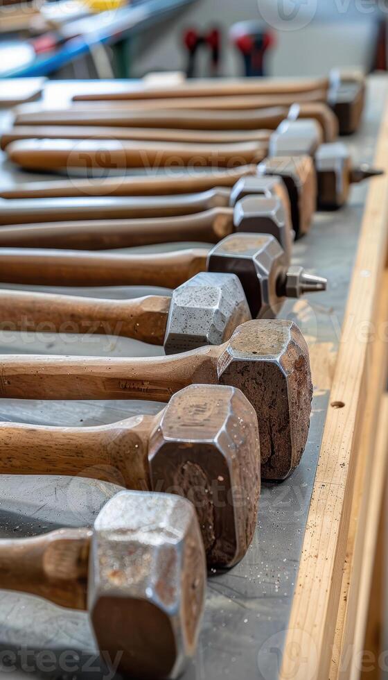 Ergonomic Hammers Displayed in a Row for Professional Tools Showcase photo