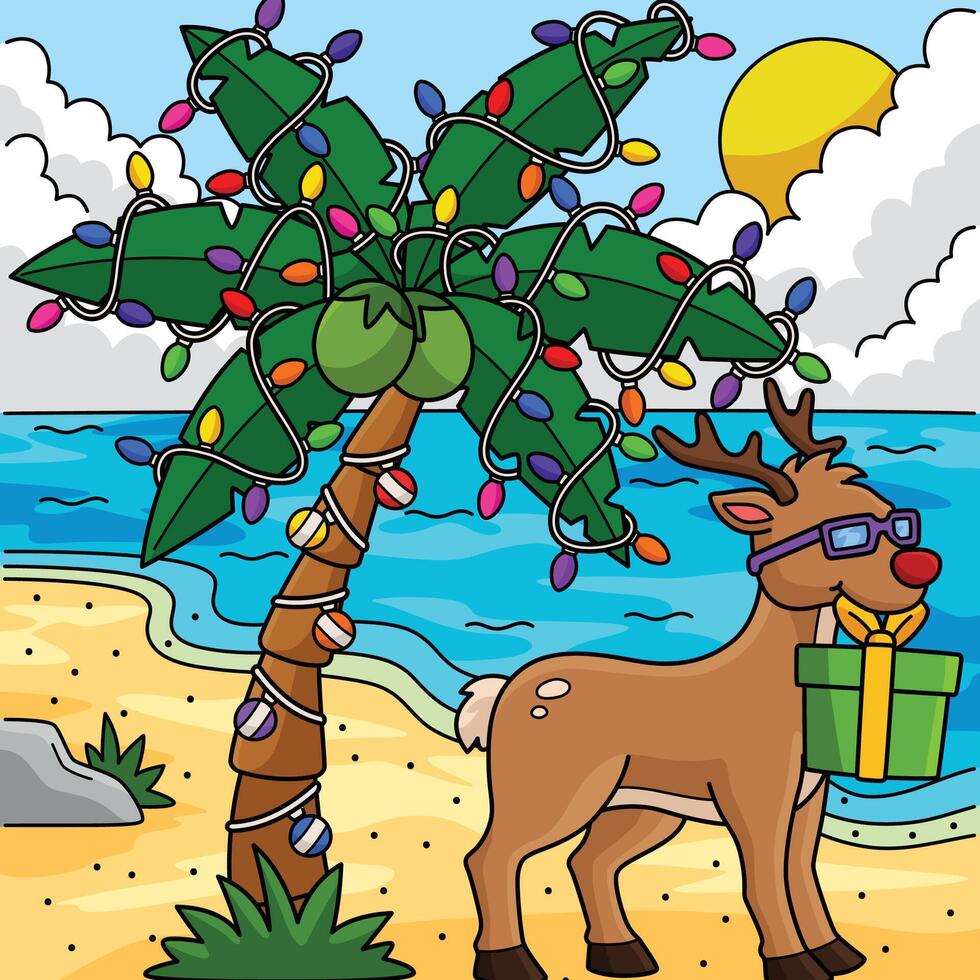 Christmas in July Coconut Christmas Tree Reindeer vector