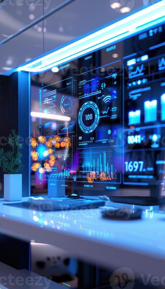 Futuristic Smart Home Holographic Payment Analytics Display for Modern Living photo